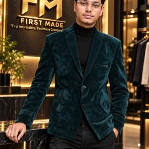 First Made Premium Teal Velvet Corduroy Blazer for Men